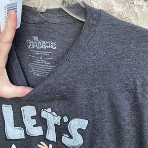 NWT The Flintstones Charcoal Heather Short Sleeves Tee Fred & Barney Let’s Rock